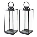 Set van 2 Michigan Windlicht Zwart Large Tuinaccessoires, Huis en Inrichting, Verzenden, Nieuw, Modern