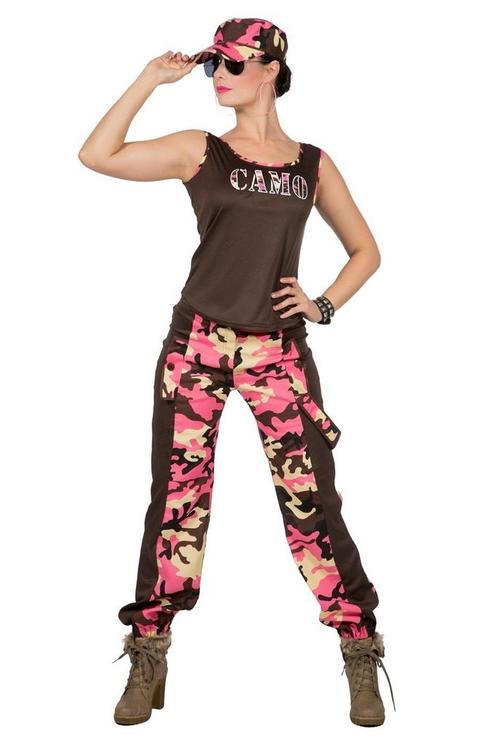 Soldaat Camouflage Kostuum Vrouw Roze, Kleding | Dames, Carnavalskleding en Feestkleding, Nieuw, Ophalen of Verzenden