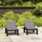 vidaXL Loungestoelen 2 st met kussens kunststof grijs, Tuin en Terras, Tuinstoelen, Verzenden, Nieuw, Kunststof