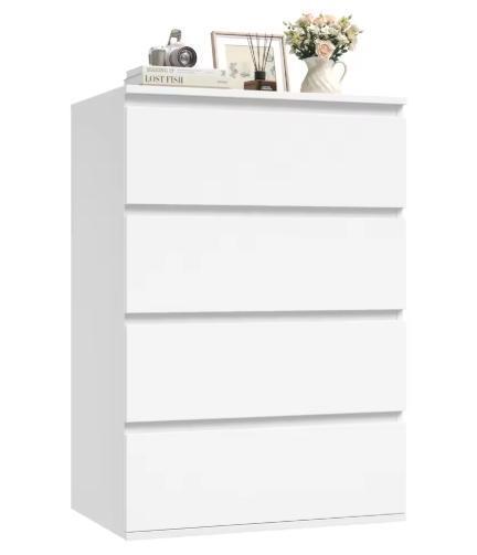 Ladekast met 4 Lades – Witte Houten Dressoir voor Slaapkamer, Huis en Inrichting, Kasten | Dressoirs, Nieuw, Verzenden