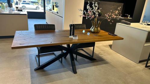 Massief eiken tafel, Huis en Inrichting, Tafels | Eettafels, 50 tot 100 cm, 200 cm of meer, Rechthoekig, Nieuw, Eikenhout, Metaal