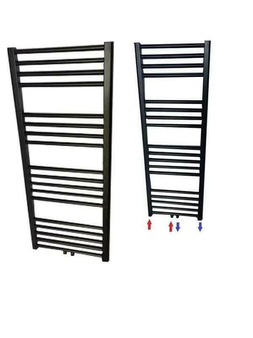 mat zwarte badkamer radiator 120 cm ho en 60 cm br, Doe-het-zelf en Verbouw, Verwarming en Radiatoren, 500 tot 800 watt, Nieuw