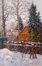 Sergei Flitov (1964) - Un couple de Pies Bavardes devant ma, Antiek en Kunst, Kunst | Schilderijen | Klassiek