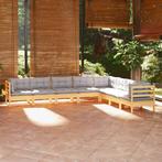 vidaXL 8-delige Loungeset met grijze kussens massief, Tuin en Terras, Tuinsets en Loungesets, Verzenden, Nieuw, 8 zitplaatsen
