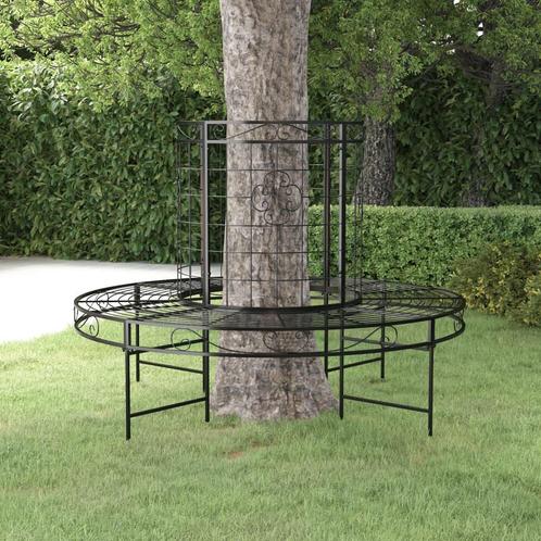 vidaXL Boombank rond Ø137 cm staal zwart, Tuin en Terras, Tuinbanken, Nieuw, Metaal, Verzenden