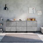 vidaXL Dressoirs 3 st 60x35x70 cm bewerkt hout betongrijs, Huis en Inrichting, Kasten | Dressoirs, Verzenden, Nieuw, 50 tot 100 cm