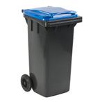 Minicontainer 120 liter grijs met blauw deksel, Huis en Inrichting, Woonaccessoires | Prullenbakken, Kunststof, Nieuw, 40 liter of meer