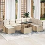 vidaXL Tuin Sofa Set met kussen 9 pcs beige en crèmekleurig, Verzenden, Nieuw, Rotan
