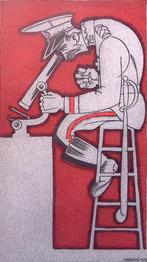 Spotprent over het Nederlandse leger (lijst optie, Lithos), Antiek en Kunst, Verzenden