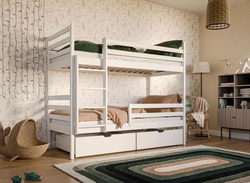 Stapelbed met Lade Nino - 2-persoons - 90 x 200 - Wit, Kinderen en Baby's, Kinderkamer | Stapelbedden en Hoogslapers, Stapelbed