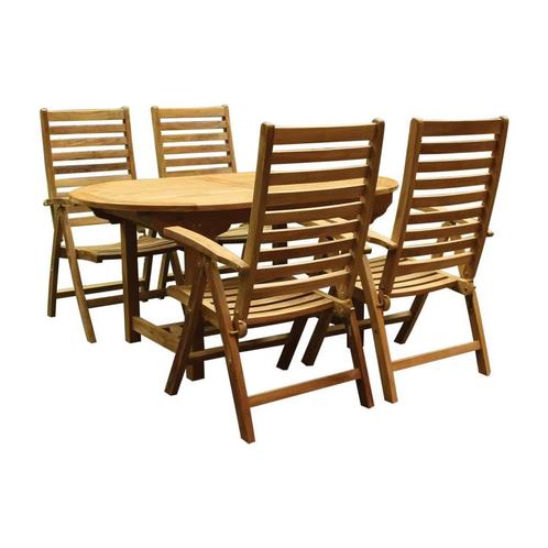 Arona Ovaal uitschuifbare dining tuinset 160-210x90 cm blad, Tuin en Terras, Tuinsets en Loungesets, Nieuw, Teakhout, Ophalen of Verzenden