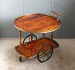 Trolley - Luxe Serveertrolley - Hout, Messing - Uitklapbaar, Antiek en Kunst