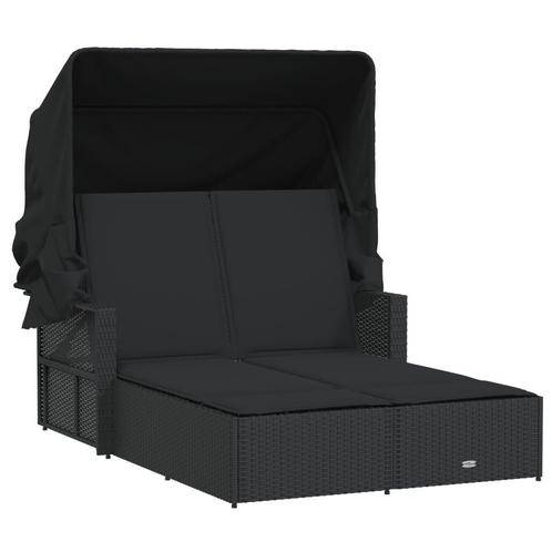 Dubbel Ligbed Zwart Rattan | Retourdeal | Topdeal!, Tuin en Terras, Ligbedden, Verstelbaar, Nieuw, Kunststof, Ophalen of Verzenden