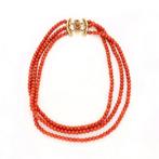 Halsketting - 14 karaat Geel goud Bloedkoraal, Sieraden, Tassen en Uiterlijk, Nieuw