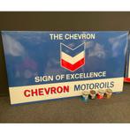 Groot Chevron Motor Oils Emaille Bord, Verzamelen, Merken en Reclamevoorwerpen, Gebruikt, Ophalen