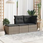 vidaXL 3-delige Loungeset met kussens poly rattan grijs, Verzenden, Nieuw, Rotan, Loungeset