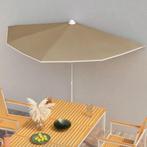 vidaXL Parasol half met paal 180x90 cm taupe, Tuin en Terras, Verzenden, Nieuw, 1 tot 2 meter