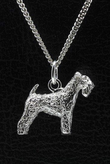 Zilveren Irish blue terrier ketting hanger - groot, Sieraden, Tassen en Uiterlijk, Kettinghangers, Verzenden