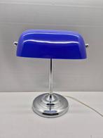 Bankierslamp - Glas, Metaal - Design jaren 70/80 - Blauw