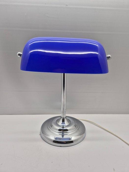 Bankierslamp - Glas, Metaal - Design jaren 70/80 - Blauw, Antiek en Kunst, Curiosa en Brocante