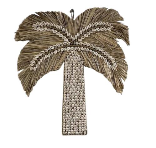 Wanddecoratie schelpen palmboom 45x30x1cm, Tuin en Terras, Tuinwanddecoratie, Verzenden