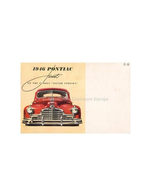 1946 PONTIAC FINEST OF THE FAMOUS SILVER STREAKS BROCHURE, Boeken, Auto's | Folders en Tijdschriften