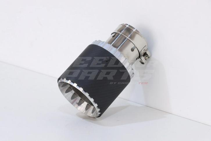 Silver Gearwheel Matte Carbon Exhaust Tip 101mm, Auto-onderdelen, Uitlaatsystemen, Ophalen of Verzenden