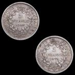 Frankrijk. 5 Francs 1849-A y 1873-A (2 monedas)  (Zonder