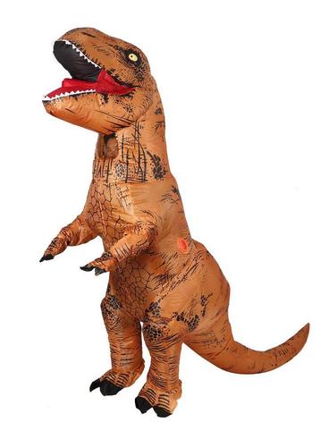 KIMU® Opblaas Kostuum T-Rex Bruin Opblaasbaar Pak Dinopak Ma beschikbaar voor biedingen