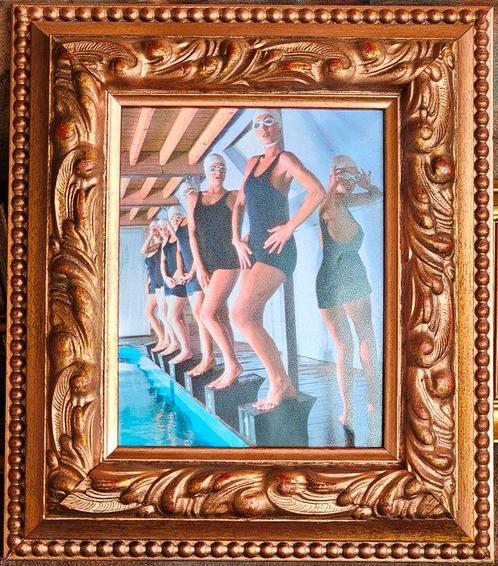 Michael Joseph - Pool ladies in goggles before stripping, Antiek en Kunst, Kunst | Schilderijen | Modern