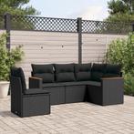 vidaXL 5-delige Loungeset met kussens poly rattan zwart, Verzenden, Nieuw, Rotan, Loungeset