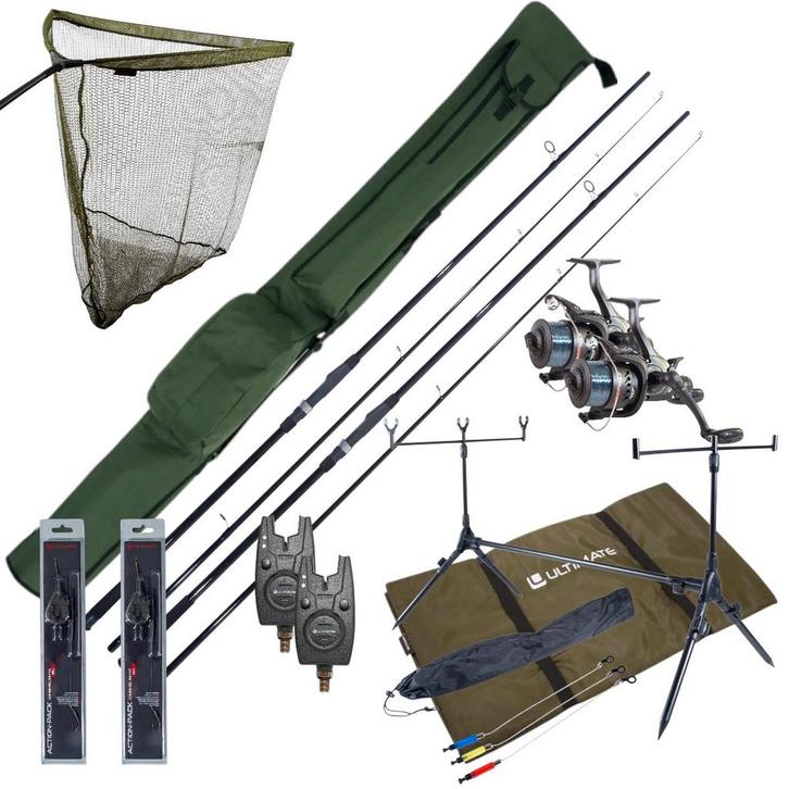 Complete Ultimate Karper Set met hengels, vrijloopmolens,, Watersport en Boten, Hengelsport | Algemeen, Nieuw, Verzenden