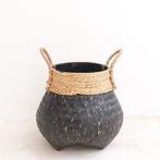 Zwarte plantenmand Decoratieve mand Grote wasmand BENOA (zwa, Verzenden, Nieuw