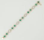 Tennis armband - 14 karaat Geel goud - 9.85ct. tw. Smaragd -