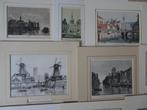lot stadsgezichten Dordrecht staal en houtgravures  19e eeuw, Antiek en Kunst, Kunst | Etsen en Gravures, Verzenden
