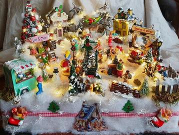 Kerstdecoratie - Groot compleet kerstdorp met verlichting - beschikbaar voor biedingen