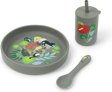 Siliconen kinderservies set Jungle: bord-lepel-beker met... beschikbaar voor biedingen