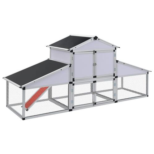 vidaXL Kippenhok met ren en nestkast aluminium, Dieren en Toebehoren, Knaagdieren en Konijnen | Hokken en Kooien, Nieuw, Verzenden