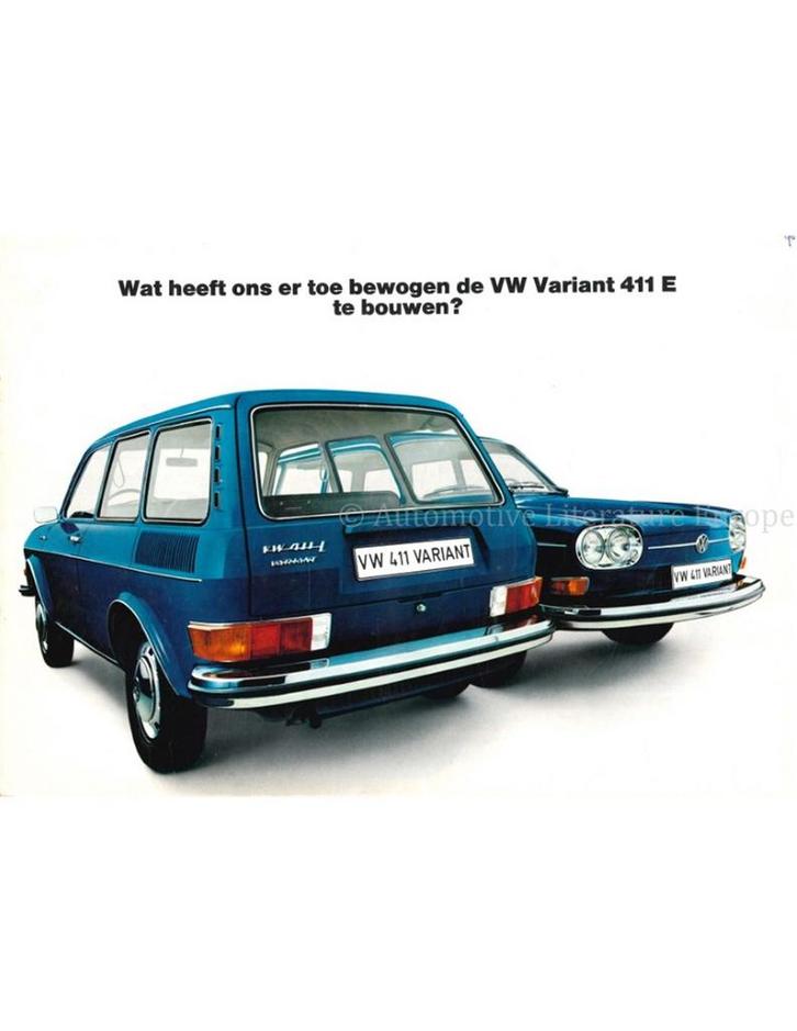 1970 VOLKSWAGEN 411 E VARIANT BROCHURE NEDERLANDS, Boeken, Auto's | Folders en Tijdschriften, Volkswagen