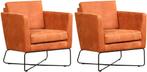 Oranje leren moderne design fauteuils - Kenia Leer Rost (or, Huis en Inrichting, Fauteuils, Nieuw, Ophalen of Verzenden, 50 tot 75 cm