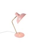 Retro tafellamp roze met brons - Milou, Minder dan 50 cm, Nieuw, Overige materialen, Modern