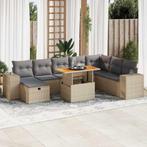 vidaXL 9-delige Loungeset met kussens poly rattan acacia, Tuin en Terras, Tuinsets en Loungesets, Verzenden, Nieuw, Rotan, Loungeset