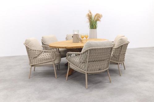 4SO Sardinia/Prado low dining tuinset 240x115 cm. (7-delig), Tuin en Terras, Tuinsets en Loungesets, Tuinset, Nieuw, Hout, Verzenden