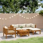 vidaXL 6-delige Loungeset met crèmekleurige kussens massief, Verzenden, Nieuw, Hardhout, Loungeset