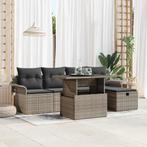 vidaXL Tuin Sofa Set met kussen met opslag 6 pcs Grijs Poly, Tuin en Terras, Tuinsets en Loungesets, Verzenden, Nieuw, Rotan