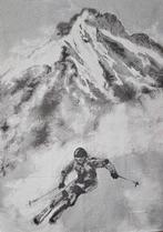 Arazzo in Jacquard van Alpaca Skiër op de berg - 185x140cm