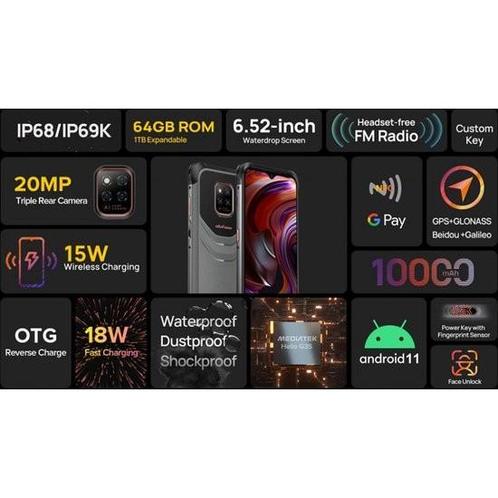 Smartphone Ulefone Power Armor 14 6,52 Black 4 GB RAM, Hobby en Vrije tijd, Overige Hobby en Vrije tijd, Zo goed als nieuw, Ophalen of Verzenden
