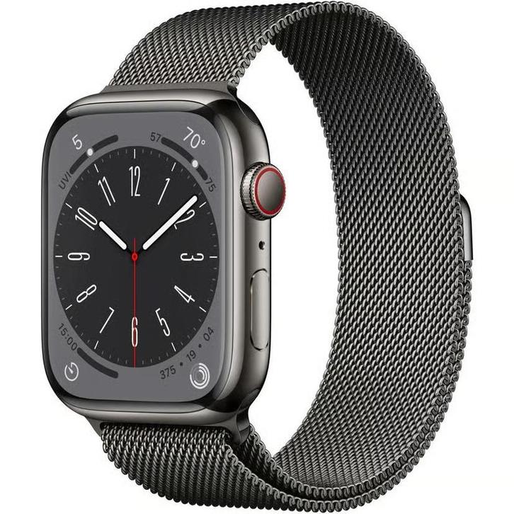 Apple Watch Series 8 45mm Cellular Graphite Stainless Ste..., Telecommunicatie, Mobiele telefoons | Apple iPhone, Zo goed als nieuw
