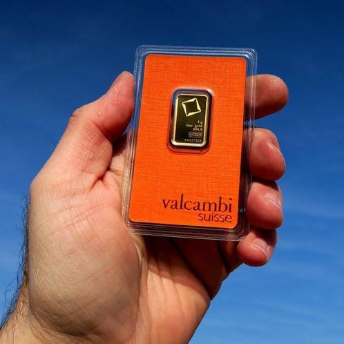 5 gram - Goud .999 - Valcambi, Switzerland - Verzegeld en, Postzegels en Munten, Edelmetalen en Baren