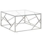 Salontafel RVS/Glas | Gebruikt | 35% Korting, Huis en Inrichting, 50 tot 75 cm, Vierkant, Nieuw, Ophalen of Verzenden